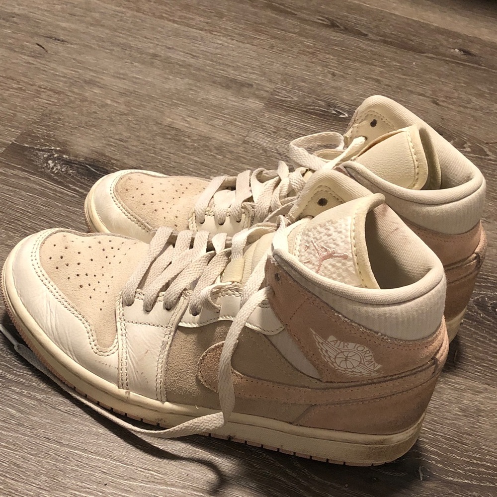 Beige and Cream High-Top Sneakers